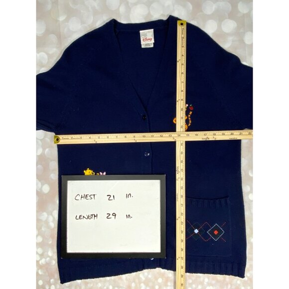 Vintage Disney Store Small Winnie The Pooh Embroidered Cardigan Sweater Navy - Picture 11 of 13